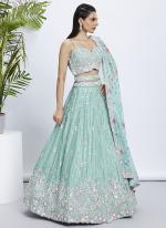 Silk Chiffon Sea Green Wedding Wear Sequinned Lehenga Choli